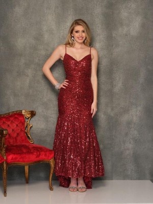 Dave and Johnny 10673 Sparkling High-Low Prom Dress
