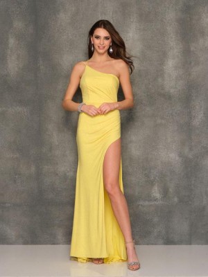 Dave and Johnny 10674 One Shoulder High Slit Gown