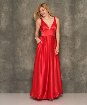Dave and Johnny 10687 Red Prom Dress with Pockets