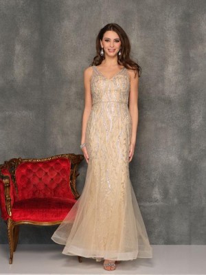 Dave and Johnny 10695 Shimmering Gold Prom Dress
