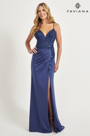 Faviana 11018 Stretch Prom Dress with Sequins