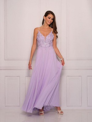 Dave and Johnny 11117 Lilac Flower Top Prom Dress
