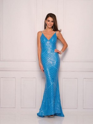 Dave and Johnny 11123 Sparkling Turquoise Prom Dress