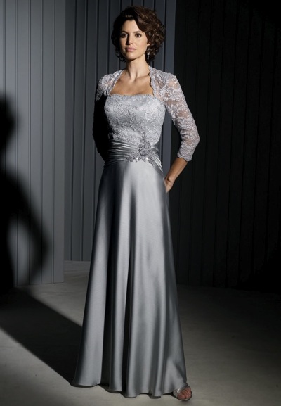 Cameron Blake Evening Dress with Lace Sleeves 111676