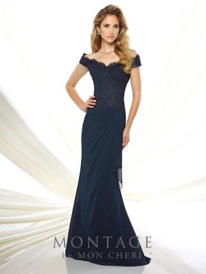 Montage 116937 Off Shoulder Dropped Waist MOB Gown