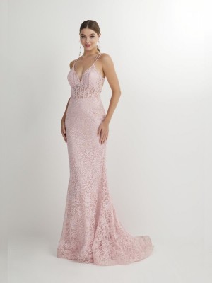 Studio 17 12904 Allover Lace Corset Prom Dress