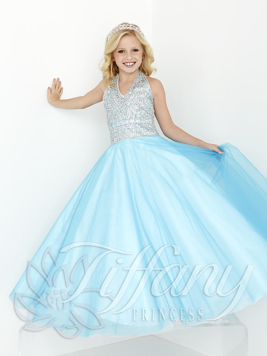 Tiffany Princess 13435 Girls Halter Pageant Dress French