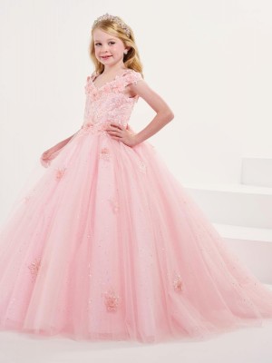 Tiffany Princess 13704 Sequin 3D Lace Girls Gown