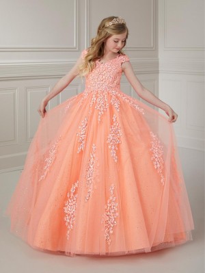 Tiffany Princess 13718 Girls Dreamy Sequin Lace Gown