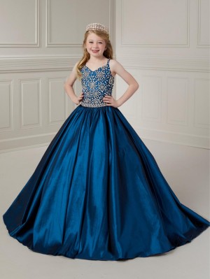 Tiffany Princess 13721 Girls AB Stone Taffeta Ball Gown
