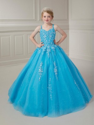Tiffany Princess 13729 Girls Lace Glitter Pageant Gown