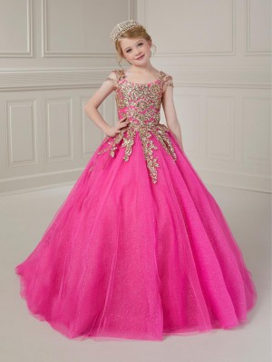 Tiffany Princess 13732 Girls Sparkling Gold Pageant Gown