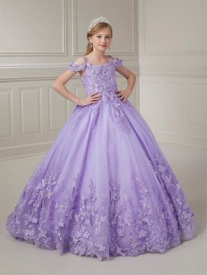 Tiffany Princess 13733 Girls Butterfly Lace Ball Gown