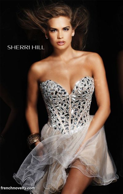 Site Blogspot  Short Dress on Sherri Hill Beaded Corset Short Prom Party Dress 1403 Image