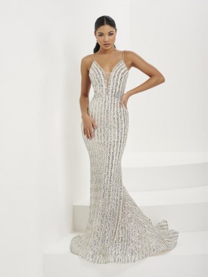 Tiffany Designs 16092 Stripe Sequin Prom Dress