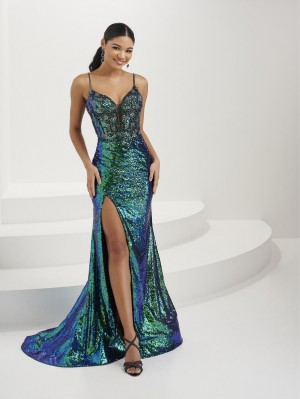 Tiffany Designs 16100 Iridescent Sequin Prom Dress