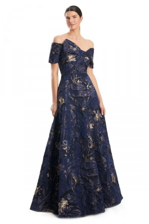 Alexander by Daymor 1960 Floral Bow Neck Gown