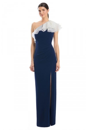 Alexander by Daymor 1982 One Ruffle Shoulder Gown