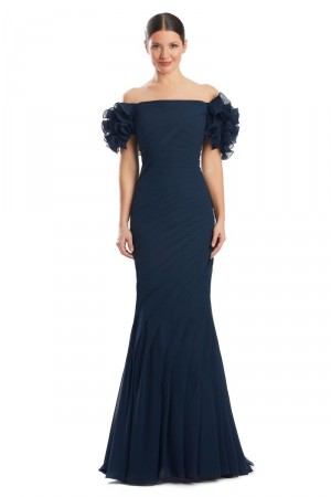 Alexander by Daymor 1992 Ruffle Off Shoulder Mothers Gown