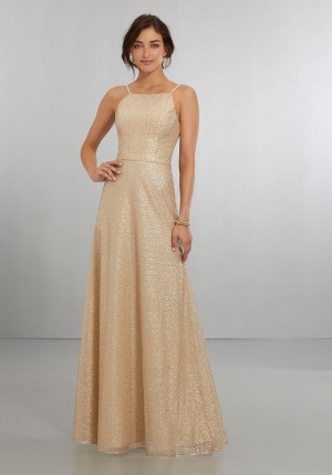 Size 12 Rose Gold Morilee 21564 Sparkling Bridesmaid Dress