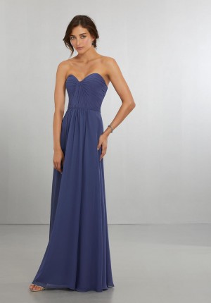 Size 10 Storm Morilee 21565 Draped Chiffon Bridesmaid Gown