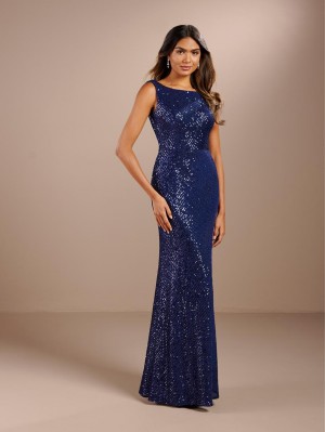 Christina Wu Celebration 22207 Linear Sequin Cowl Back Gown