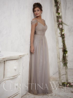 Size 24 Taupe Christina Wu Occasions 22709 Bridesmaid Gown