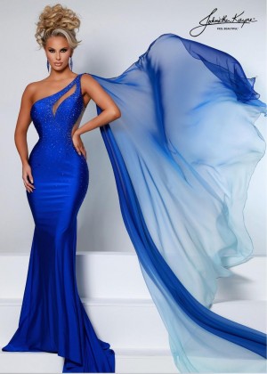 Johnathan Kayne 2516 One Shoulder Gown with Float