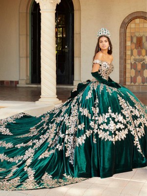 House of Wu 26065 Sequin Lace Velvet Quinceanera Dress