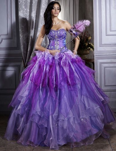 Purple Dresses on Purple Layered Organza Quinceanera Dress 26668 By House Of Wu Image