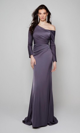 Alyce 27557 Asymmetric Long Sleeve Gown
