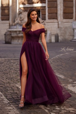 La Femme 30498 Off Shoulder Tulle Prom Dress