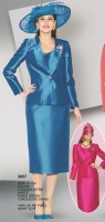 Size 8 Turquoise Lily and Taylor 3057 Womens Three Piece Church Suit image