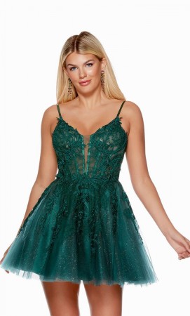 Alyce Paris 3140 Short Lace Tulle Dress with Pockets
