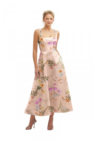 Dessy Collection 3140FP Rive Floral Square Neck Gown