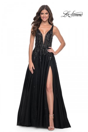 La Femme 32345 Stunning Sequin on Tulle Prom Dress