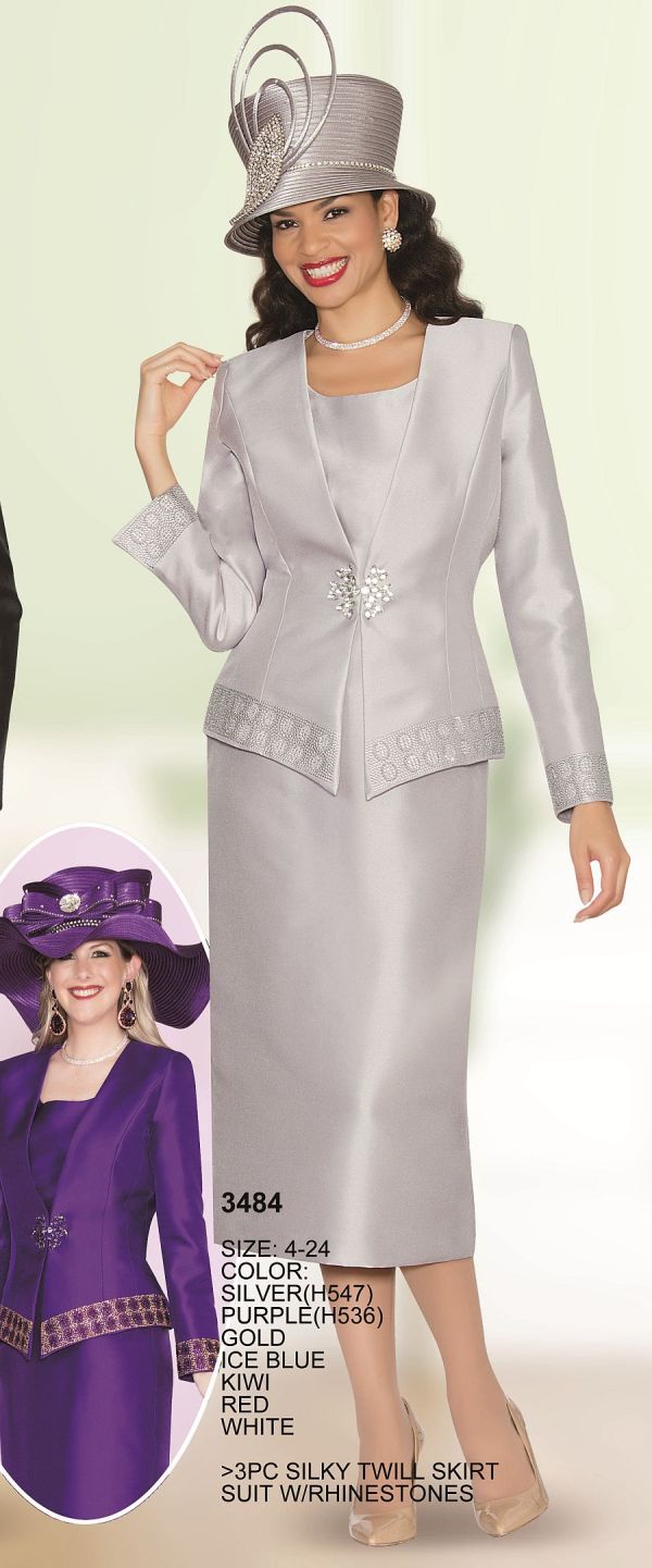 Lily and Taylor 3484 Womens 3 Piece Church Suit: French