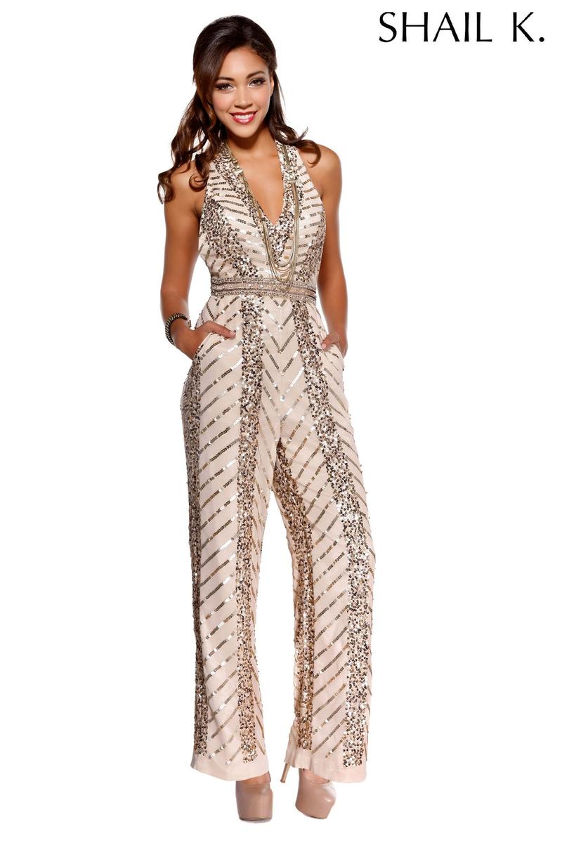 formal champagne jumpsuit
