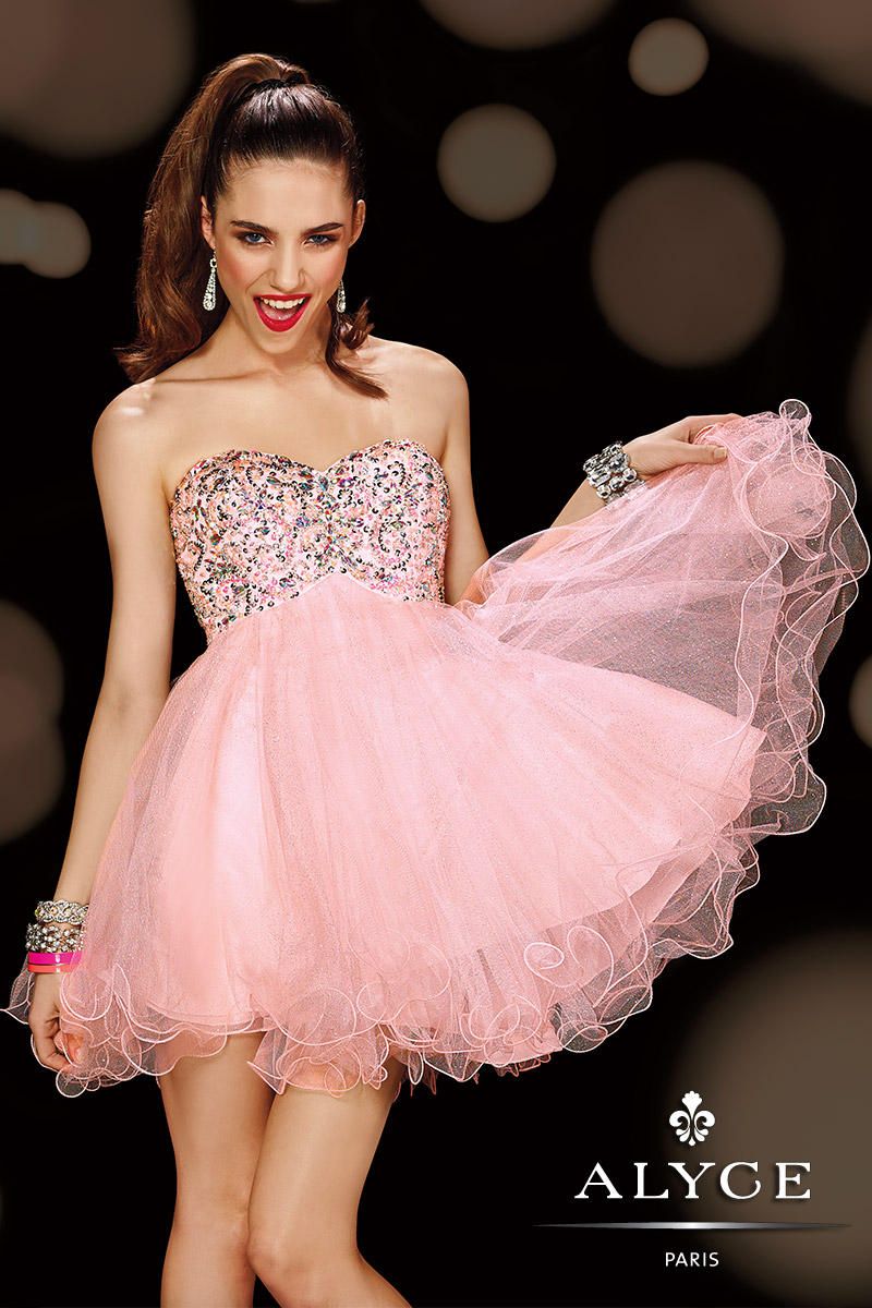 Alyce Sweet Sixteen 3594 Baby Doll Dress: French Novelty