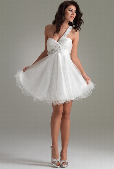 Newborn Wedding Attire on Jasz One Shoulder Baby Doll Short Dress 4419 Image