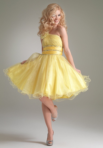 Jasz Yellow Sparkle Tulle Short Party Dress 4479 image