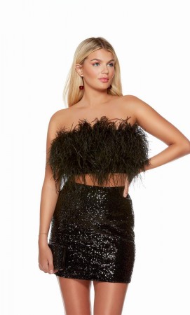 Alyce Paris 4791 Feather Top 2 Piece Short Sequin Dress