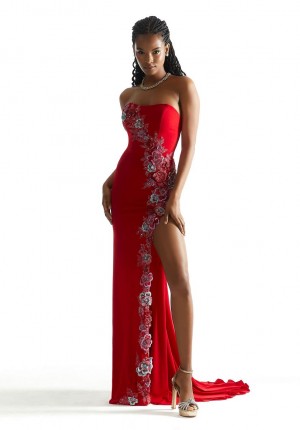 Morilee 49009 Sleek 3D Floral Jersey Prom Dress