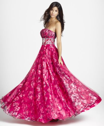 Pink Wedding Gowns on Pink By Blush Prom Fuchsia Floral Print Tulle Ball Gown 5012 Image