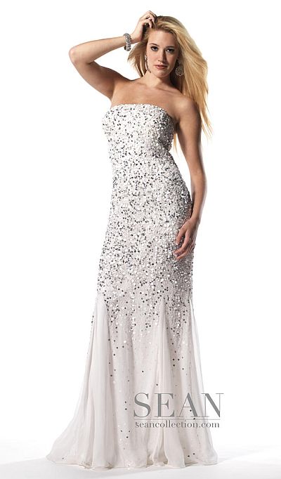white silver evening gowns