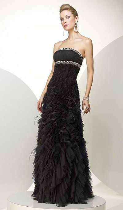 Feather Tulle and Chiffon Ball Gown Black Label by Alyce 5341