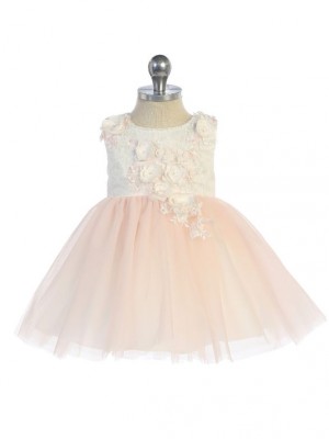 Tip Top 5738S Baby Flower Girls Dress with 3D Lace