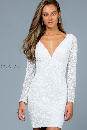Scala 60036 Long Sleeve Sequin Cocktail Dress