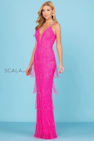 Scala 60252 Beaded Fringe Prom Gown