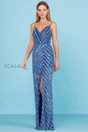Scala 60258 Diagonally Beaded Gown